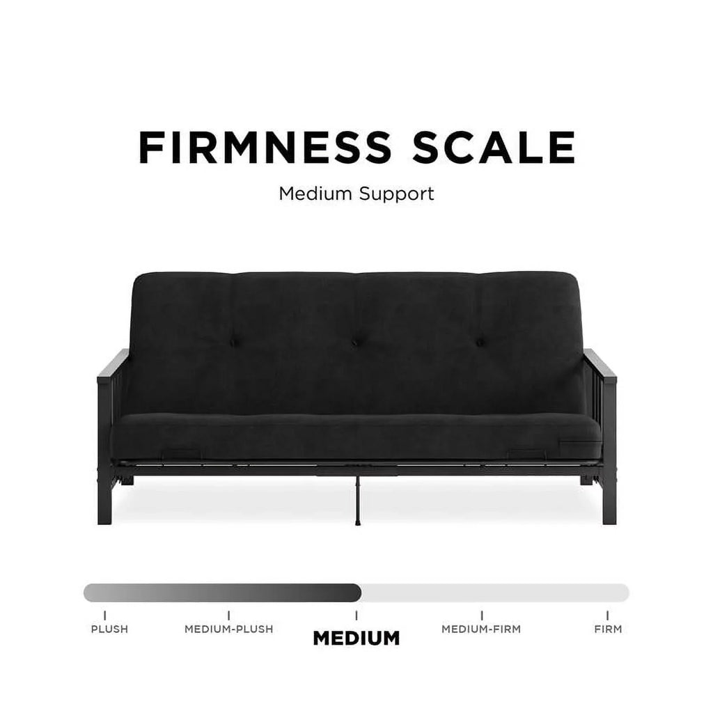 Thermobonded 6" Full Black DHP Metal Microfiber with Tallie Arm Futon Mattress