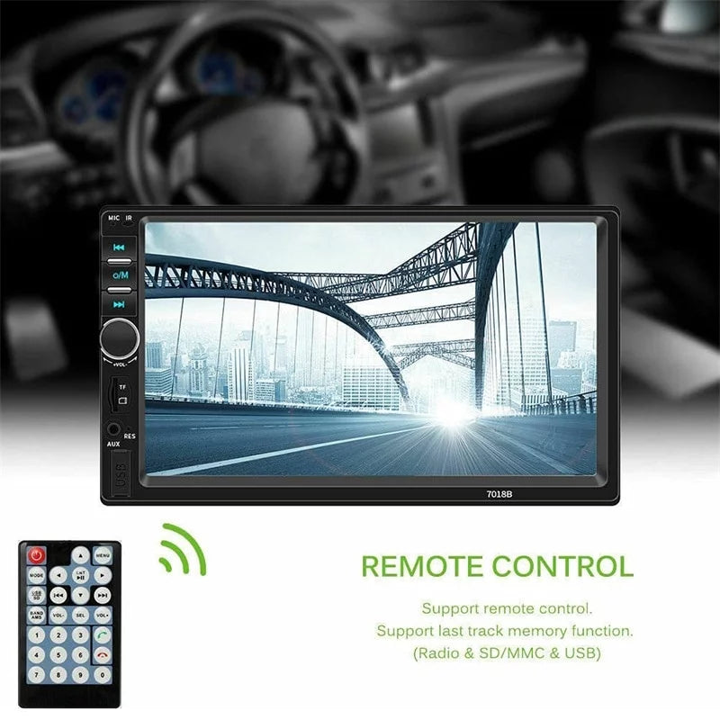 Stereo Mirror Camera& Support Touch Control Din LCD 7" Car +Rear Radio View with Remote Link/DVR/USB/FM/SD/MIC in-Dash MP3 Bluetooth Screen Double Head Car Unit