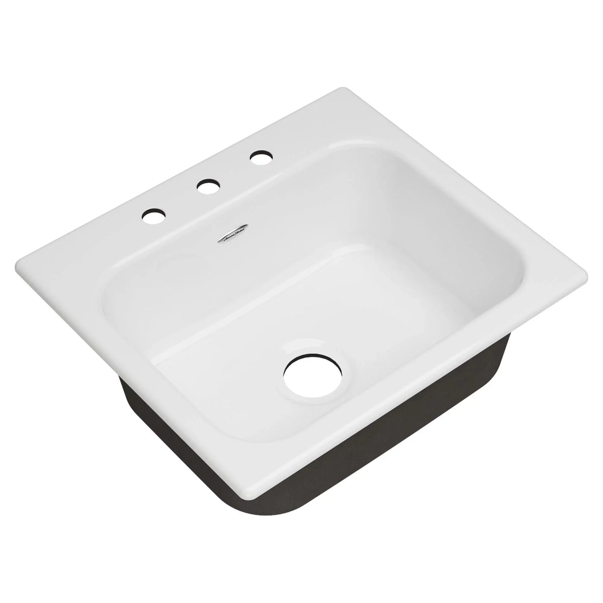 Kitchen Drop-in in Sink Bowl Quince in. American Cast 3-Hole Single White Standard 25 Brilliant Iron