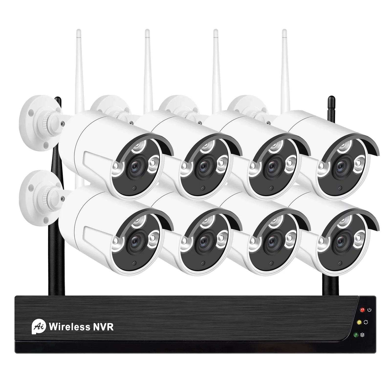 Outdoor 1080P App Access, No 8PCS Cameras CCTV Wireless 1080P Vision, 2.0MP Remote Smart Camera Indoor Drive System, Tuya + Night Motion with IP Alert, 8Channel NVR 8CH Hard 1080P