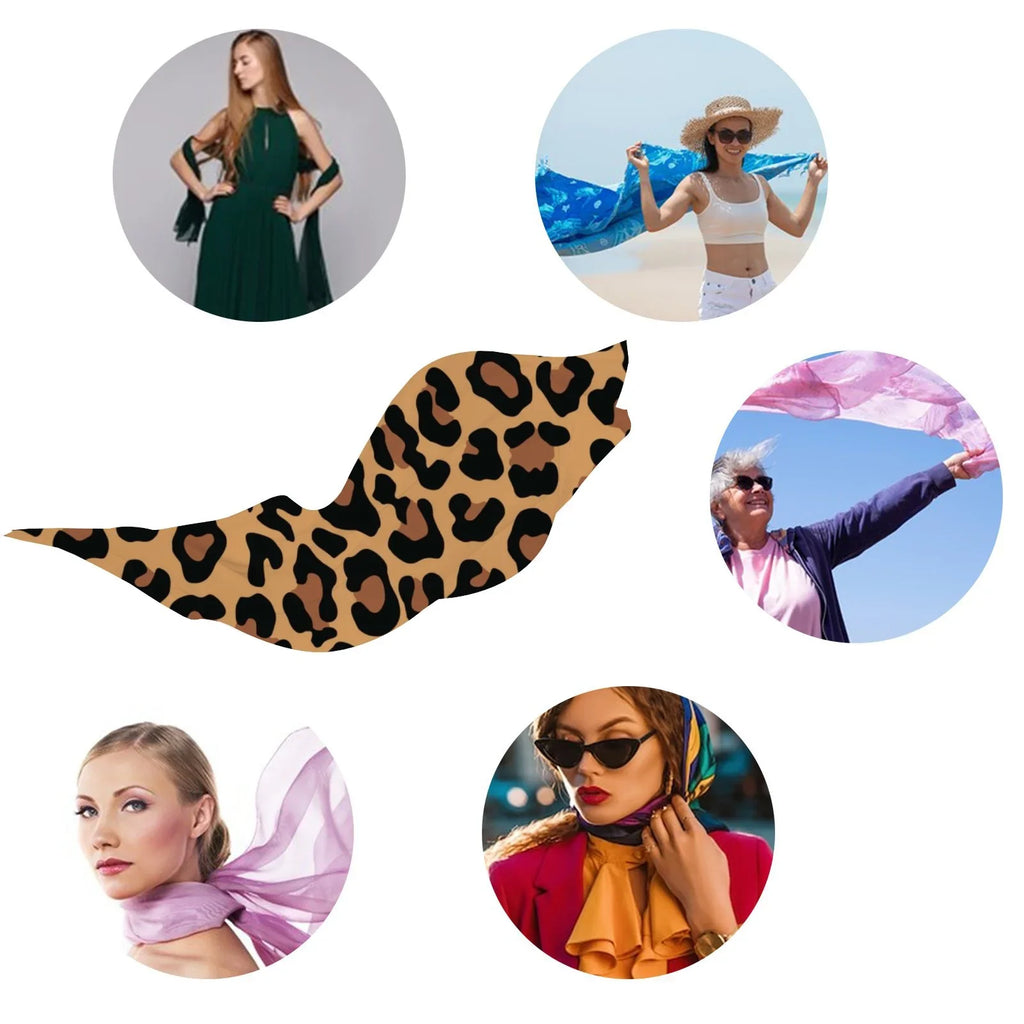 Packed Large Leopard Sunscreen Wraps Headscarf Wraps Oblong Hair Neck Silk Long Scarf for Yellow Shawls FREEAMG Women Gift