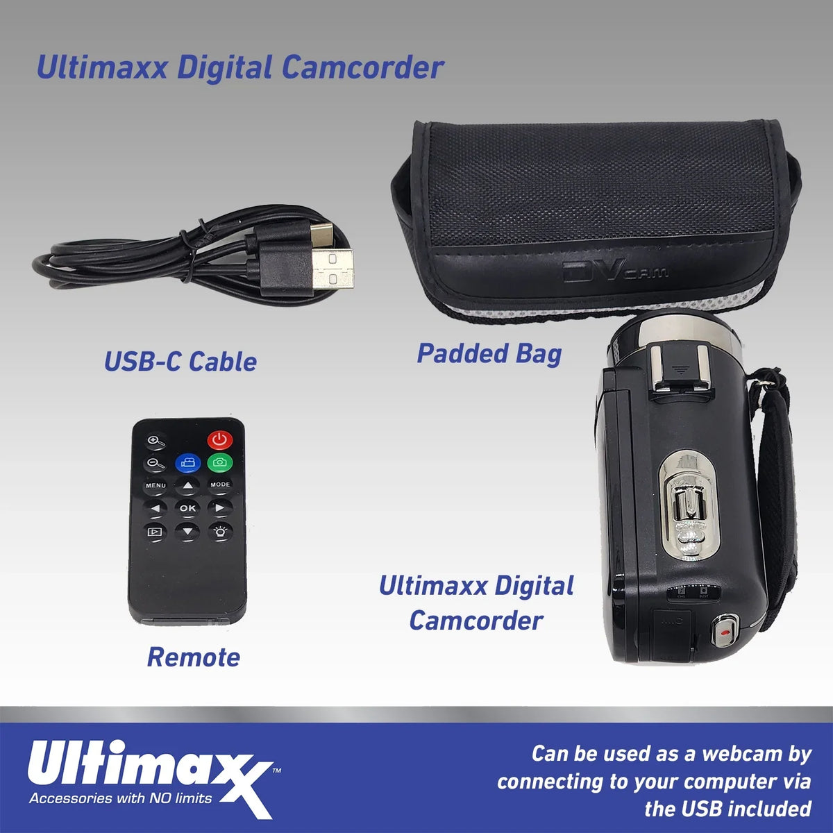 Bundle Ultimaxx with LED Vlog HD Camcorder Light 4K Ultra Video 42MP Camera