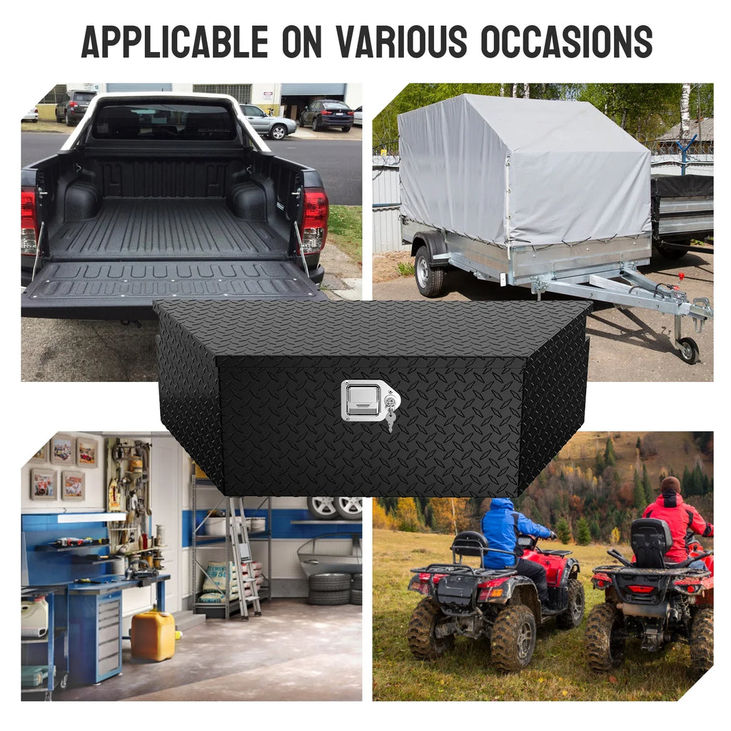 Keys, Trailer Tongue Trailer, 39 Box Inch Bed, Diamond for Organizer TUFFIOM Storage Toolbox Pickup Truck Aluminum RV, Plate with Black Tool Truck ATV, & Lock