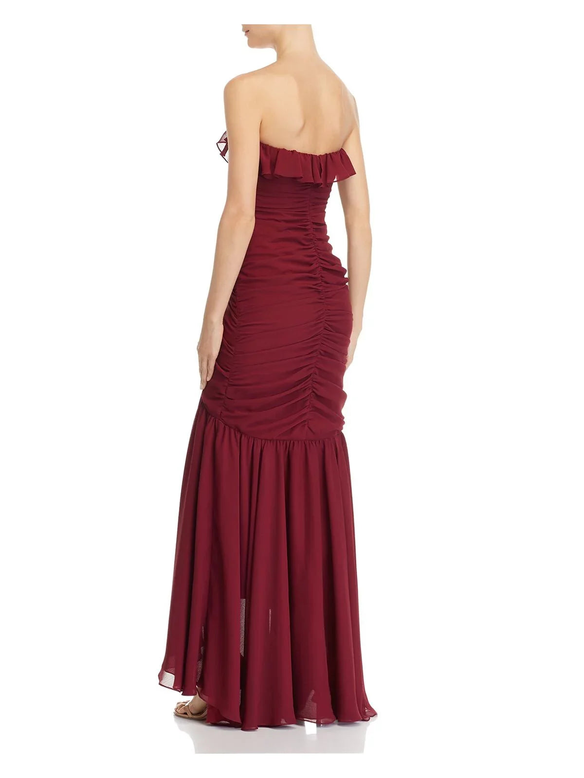 Full-Length Sweetheart STUART 2 Neckline Hi-Lo Evening Dress JILL Burgundy Womens