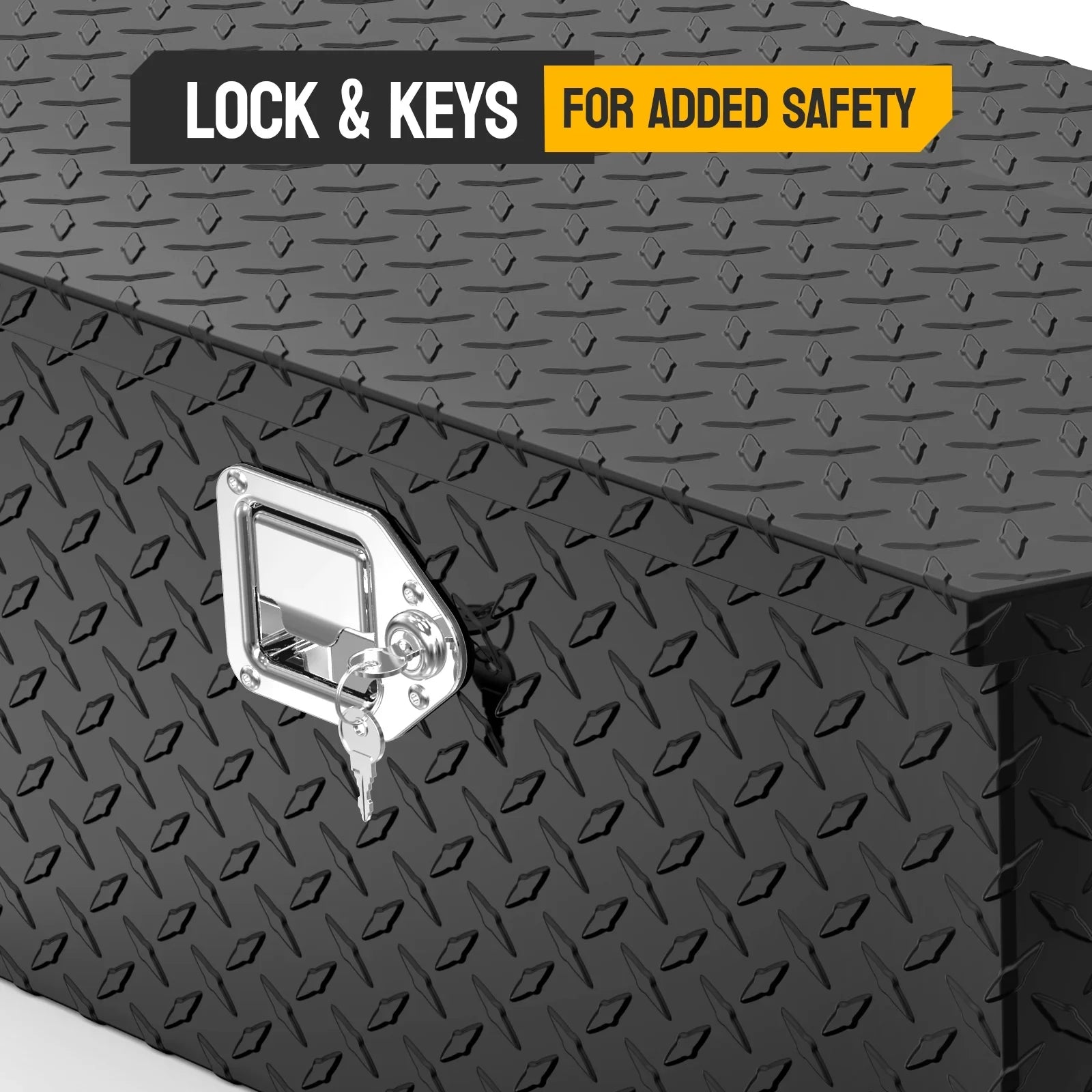 Keys, Trailer Tongue Trailer, 39 Box Inch Bed, Diamond for Organizer TUFFIOM Storage Toolbox Pickup Truck Aluminum RV, Plate with Black Tool Truck ATV, & Lock