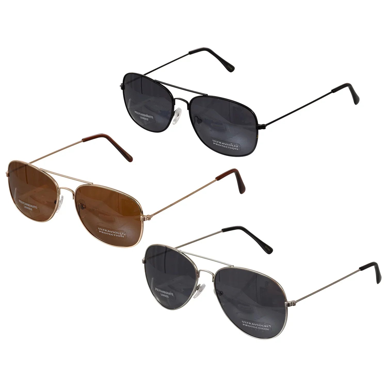 6 Bulk Sunglasses Sunglasses Aviator - Frames - with Wire Pack