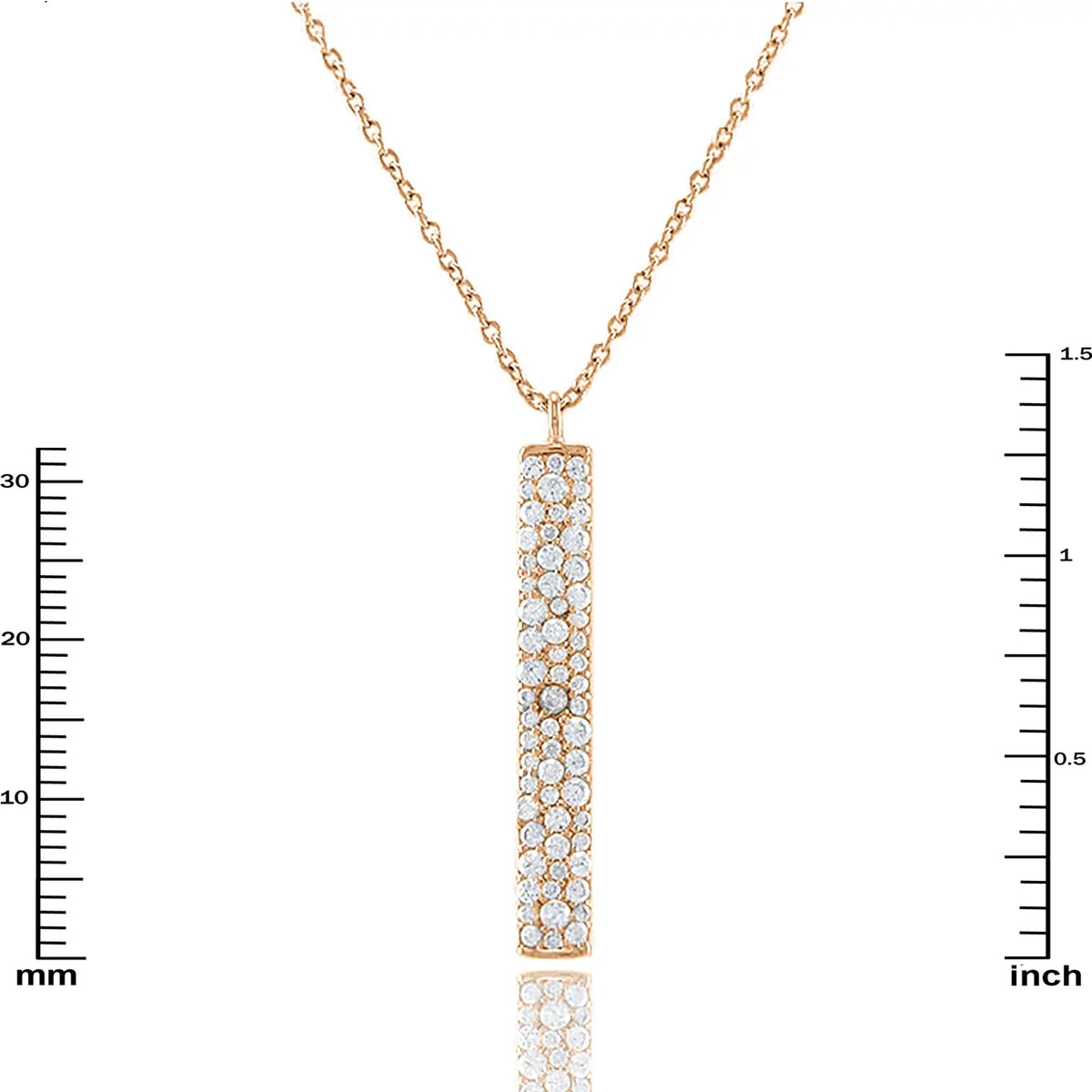 Rose Zirconia Inc for Plated Accented Pendant Cubic Box Women, Teens Boutique Gold Necklace Blue Vertical Bar