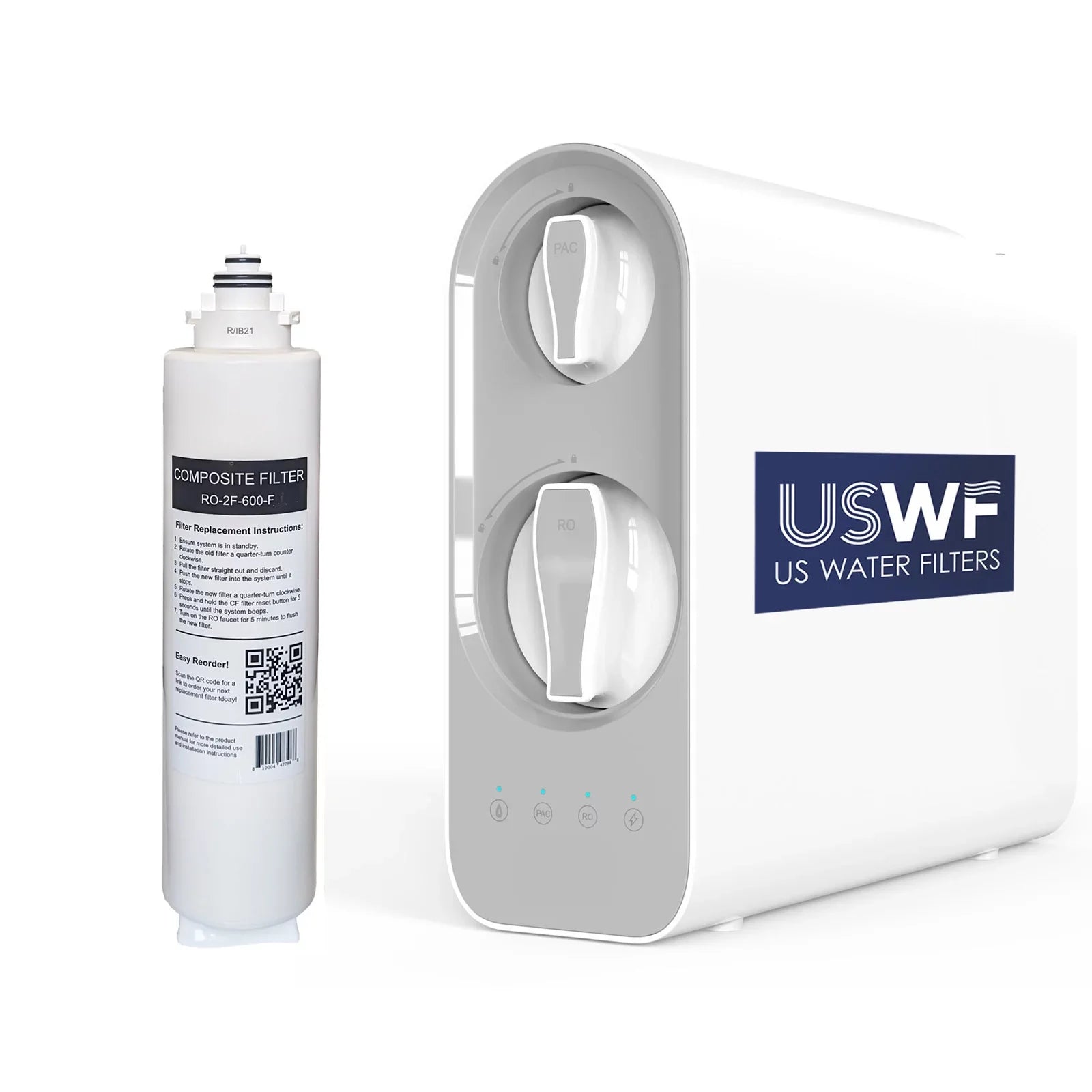 Replacement RO RO-2F-600-F Filter USWF system, Tankless for Filter USWF-RO-2F-600 1-Year CF Life