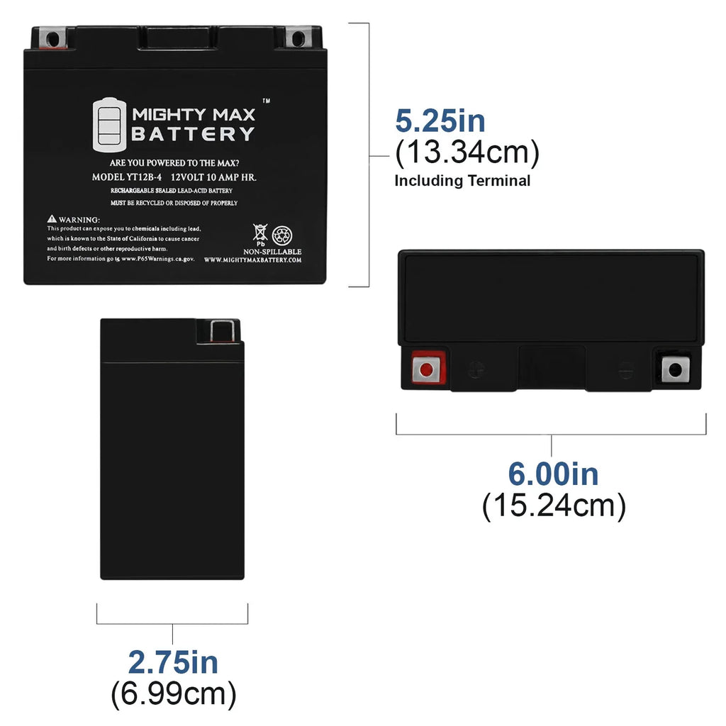 YT12B-4 12V Odyssey for Replacement SLA Battery 10Ah PC545