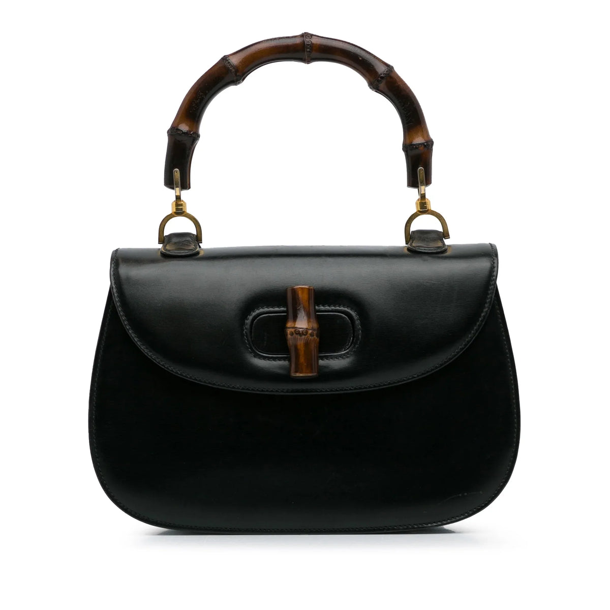 Handbag Top Gucci Bamboo Black Night HandleBag Pre-Owned Calf Authenticated Leather (Good) Unisex