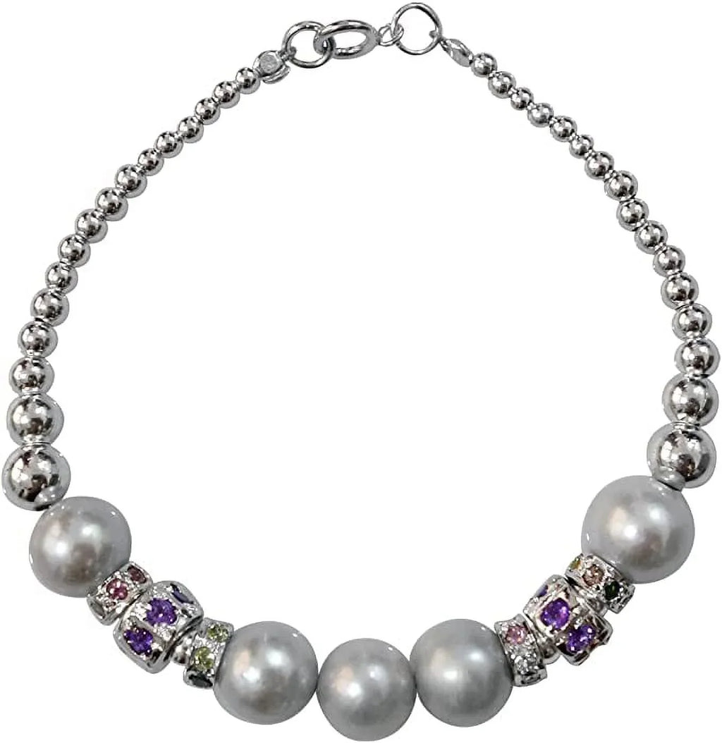 Fashion Gift Handmade Amethyst Bracelet, Bracelet Tourmaline Jewelry, Pearl, Designer Gemstone Charm for Party Bracelet Sterling 925 Women, Silver
