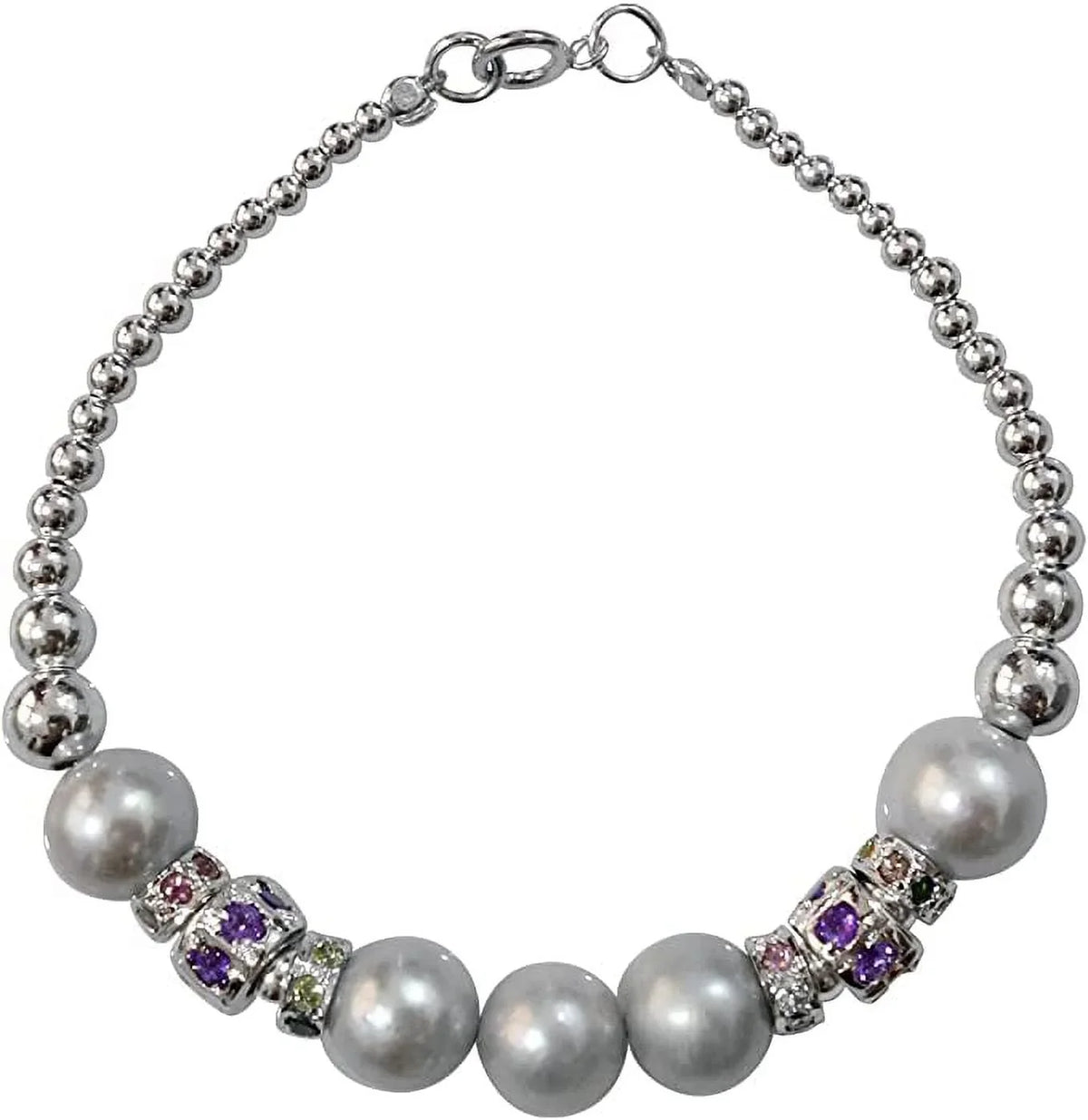 Fashion Gift Handmade Amethyst Bracelet, Bracelet Tourmaline Jewelry, Pearl, Designer Gemstone Charm for Party Bracelet Sterling 925 Women, Silver