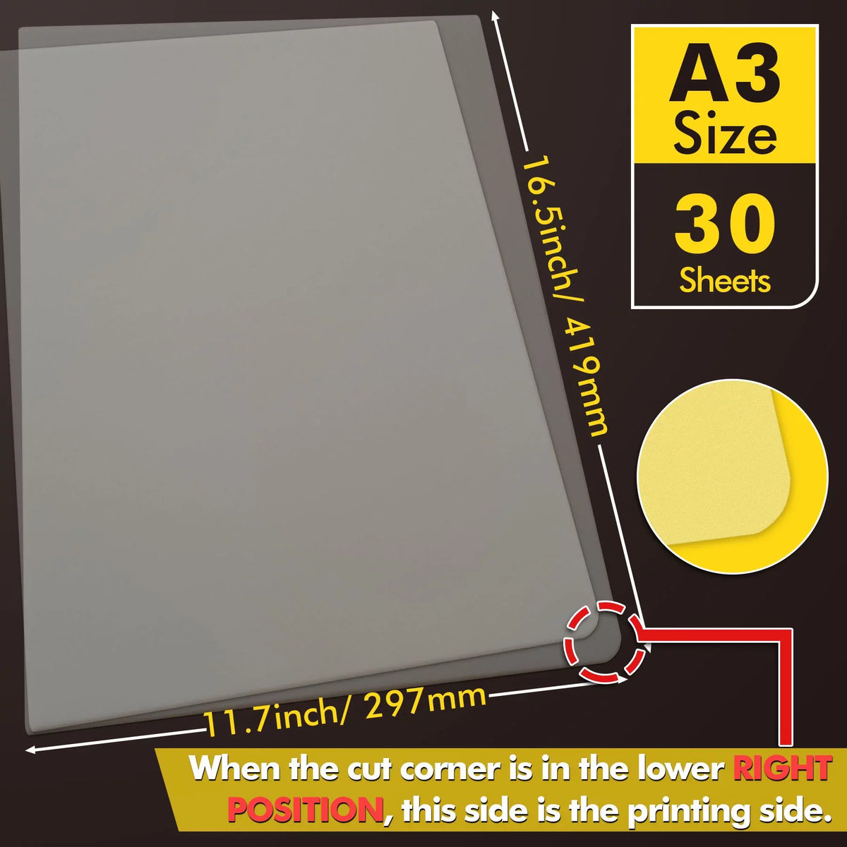 11.7"x16.5" Transfer Powder A-SUB DTF Film DTF Paper for Transfer A3 Film Clear Film Sublimation - Heat Powder DTF and and Dark/Light for Adhesive Fabrics Transfer