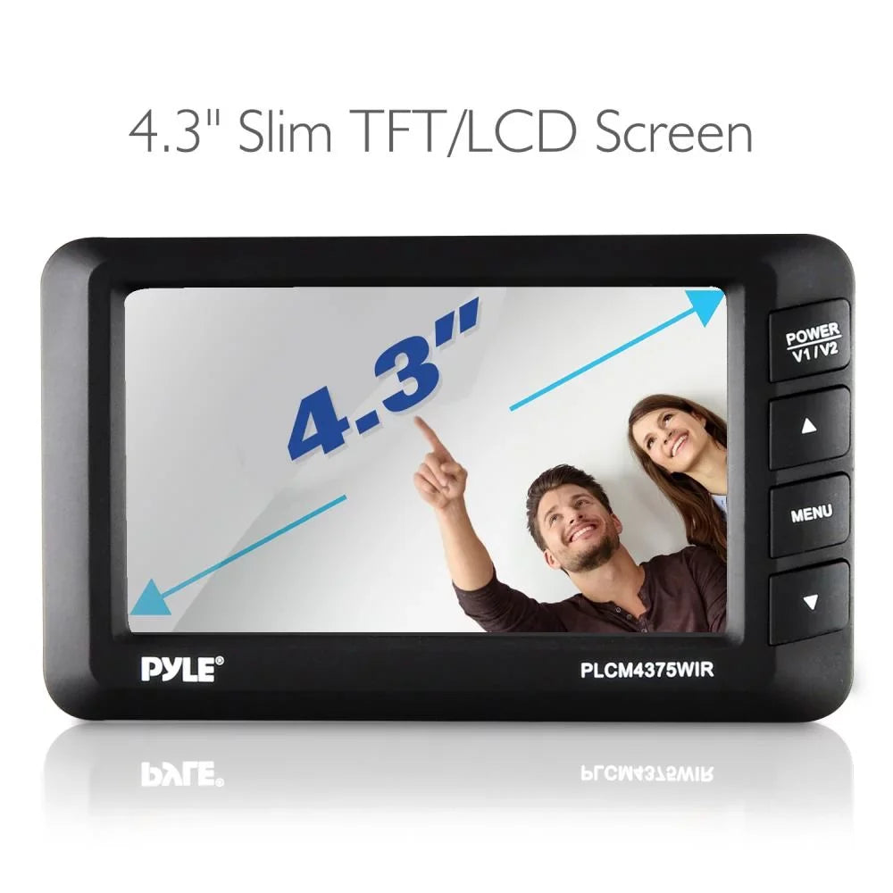 4.3 Rearview Monitor PLCM4378WIR Backup Adjustable Pyle Camera Inch with Car