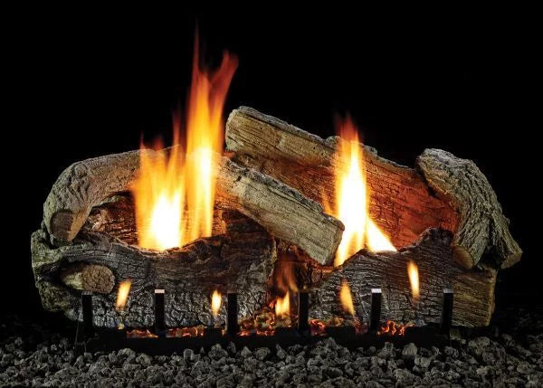 LP Logset 24" Oak with Burner, Slope IP Stacked Glaze Aged VF