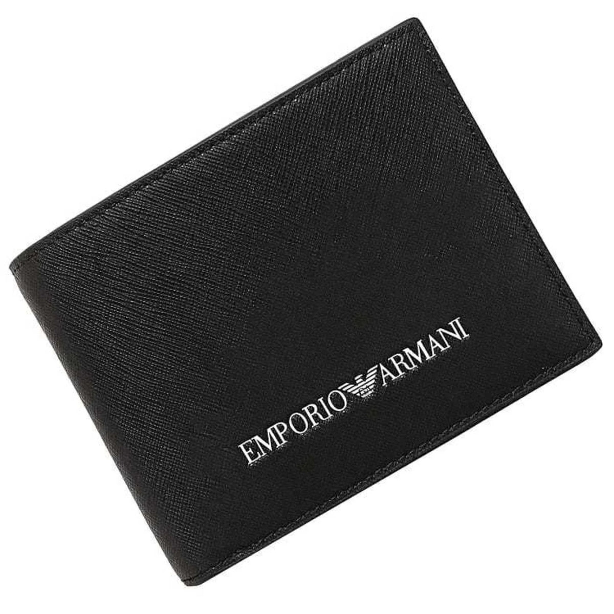 black Y4R165 Pre-Owned (Like folio New) Emporio white EMPORIO ARMANI Armani wallet men's leather