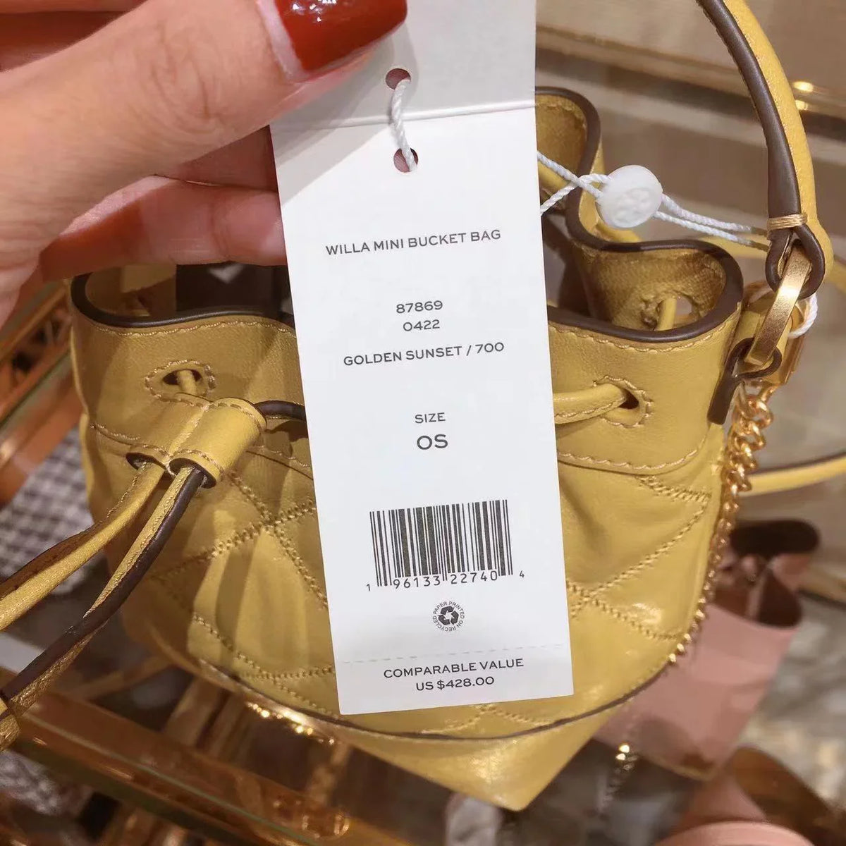 87869 Bag Bucket Willa Shoulder Drawstring 0422 Tory Sunset Golden Mini Burch