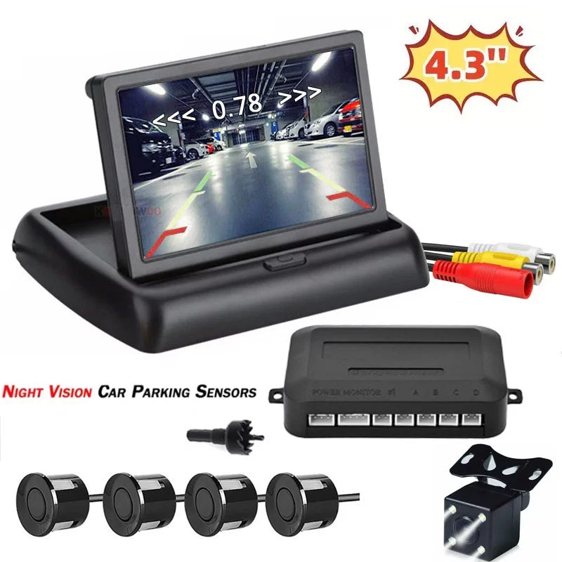 Camera Sensor Parking Vision Radar View 4.3in Rear Buzzer Camera Backup HD with Car beeps, Night Parking Reverse Monitor Backup Car System System,