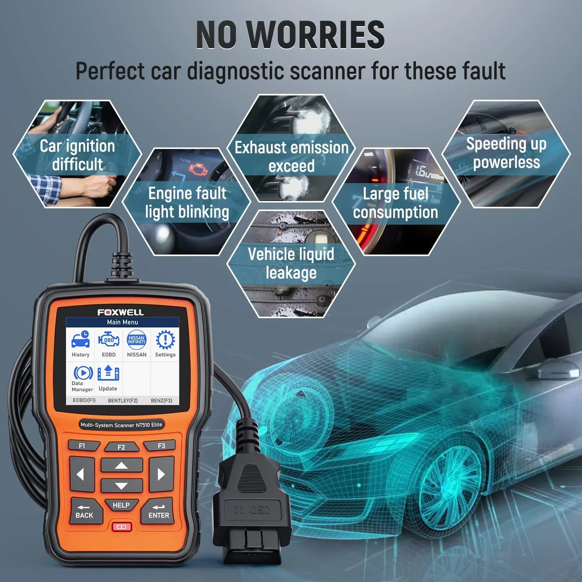 Registration Scanner SAS Scanner with Code NT510 EPB Tool Oil Reader Scan Elite Professional Bi-Directional for TPS OBD2 Car Foxwell Fits Reset Battery OBD2 All Tool Infiniti Nissan Diagnostic System