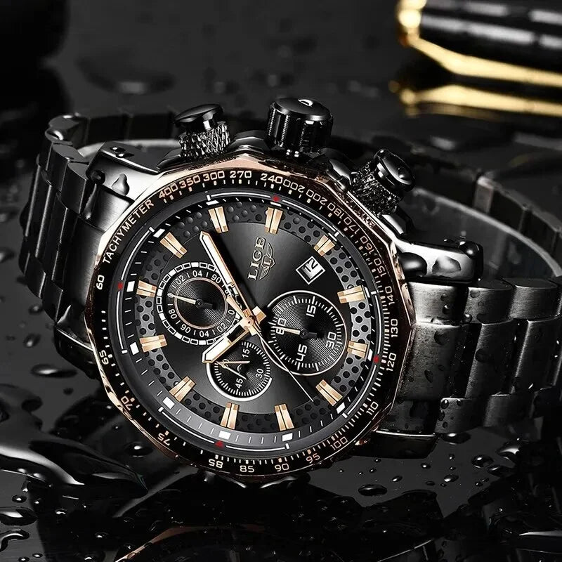 silver Big Watch white Full Steel Luxury Montre Top Mens Clock Quartz Men New Sport Homme Chronograph Dial Brand Watches Waterproof