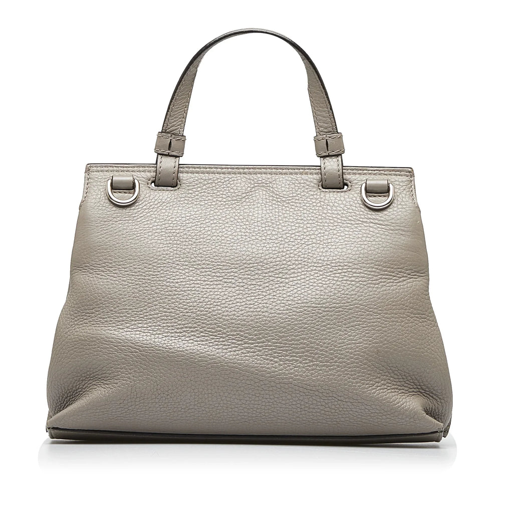 Bamboo Satchel Gray Leather Authenticated (Good) Daily Pre-Owned Medium Calf Unisex Gucci
