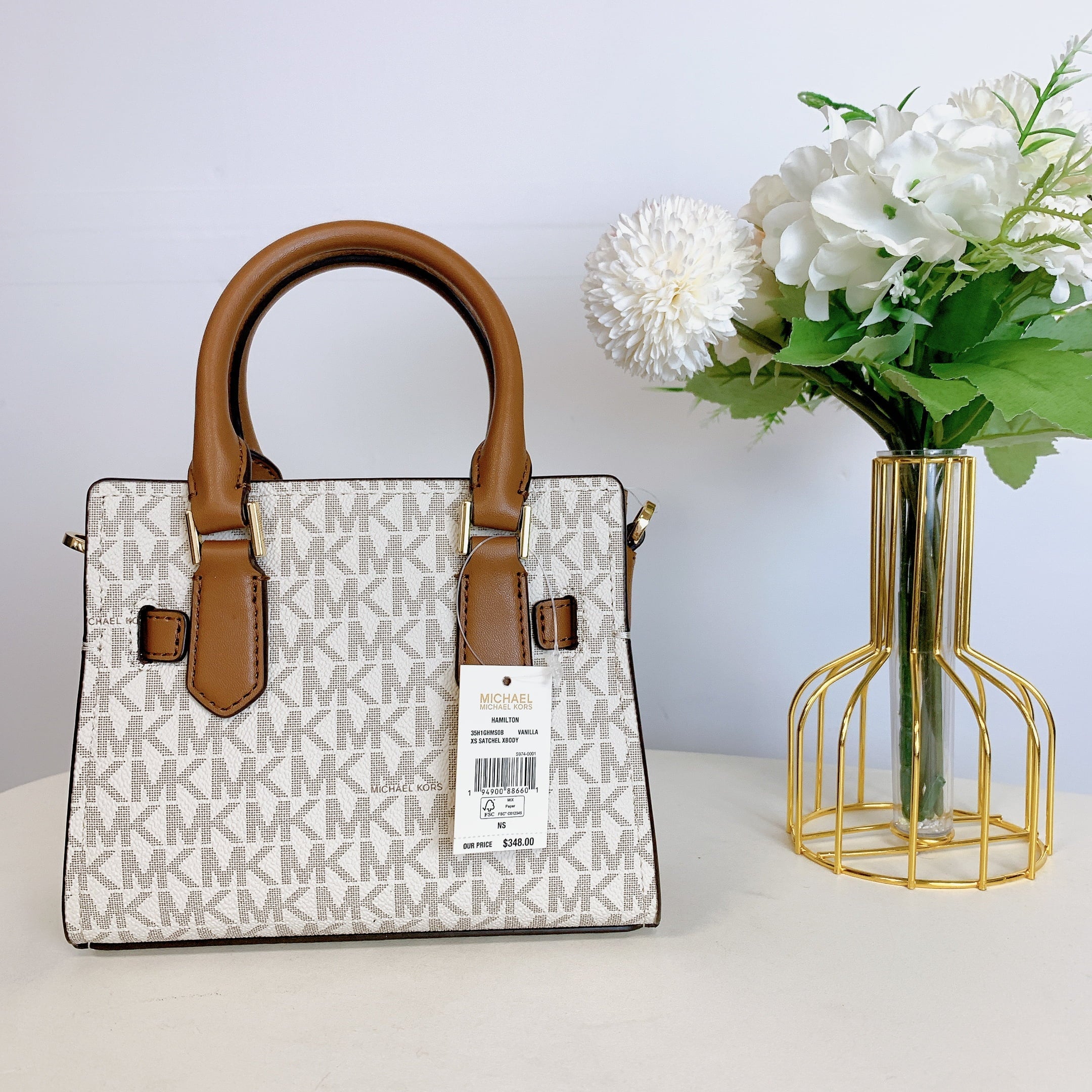 Michacl Kors XS in Signature Crossbody Hamilton 35H1GHMS0B Satchel VANILLA