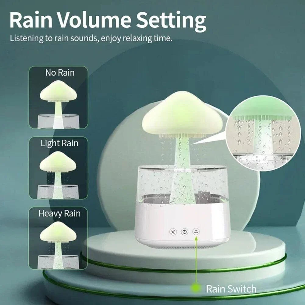 Sleep Fountain Aromatherapy 7 Mist, Cloud Diffuser CJC Drop Rain 450ml Colors Bedside Humidifier Light, Essential Water Desk Relax LED Oil