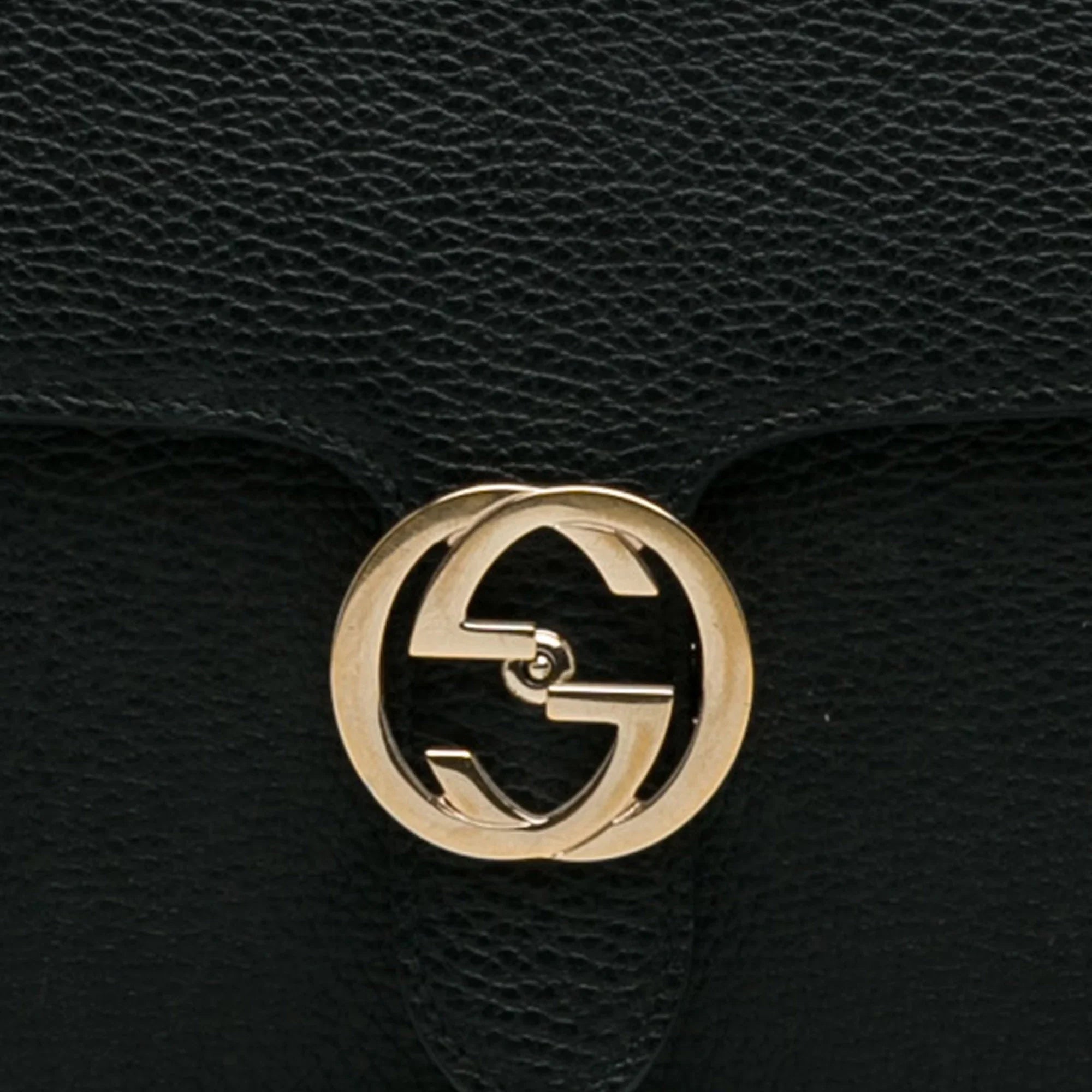 Crossbody (Good) Medium G Authenticated Gucci Unisex Pre-Owned Black Leather Interlocking Bag Calf Dollar