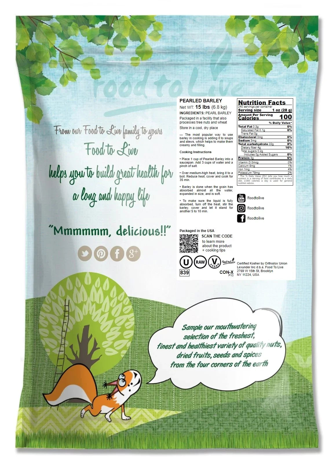 Raw â?by Pounds Barley, Vegan, to Food 15 Pearled Live â?Kosher,