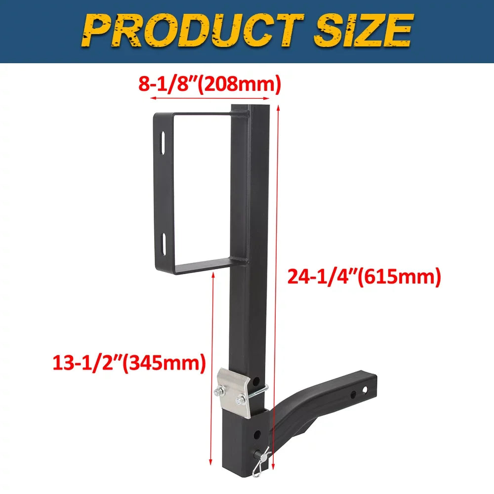 Mount Universal Hitch Trailer Tire Hitch All Spare Rack RV High Tire Carrier Receivers KOJEM Car 24" Truck Spare Fits Tire 2"