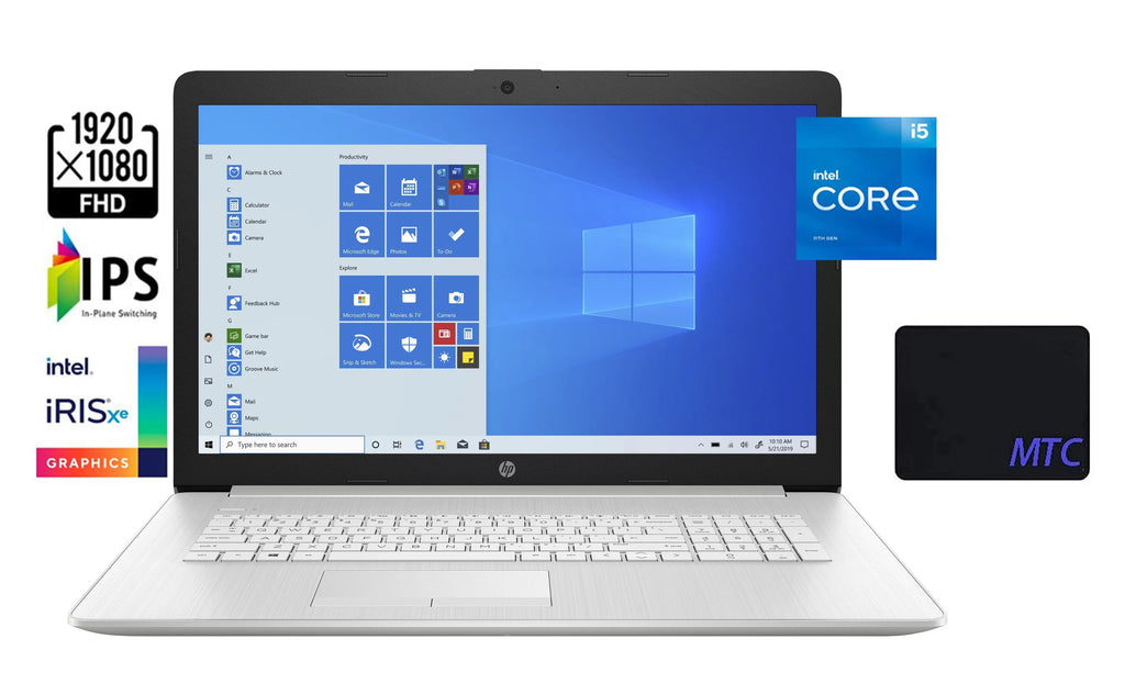 MTC x 1080) Xe DDR4 Win10 Mousepad SSD, Webcam, Core PCIe Laptop, Natural i5-1135G7 (1920 HP Iris Graphics, 17.3" FHD to 8GB Home, RAM, up Intel 5, Silver, Intel Wifi 4.2GHz, With 256GB