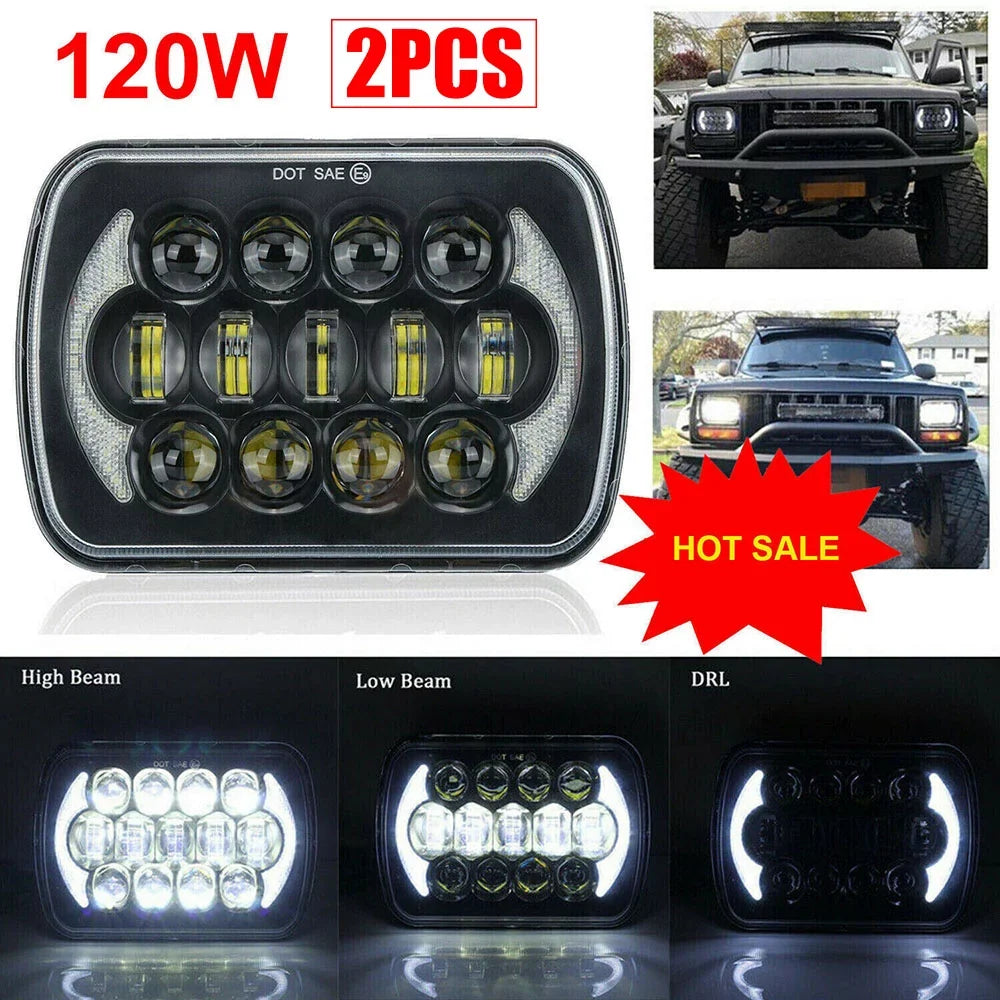 Cherokee LED Lo Pair Headlight Beam 400W DRL 5x7" 7x6" XJ Jeep Chevrolet For Hi