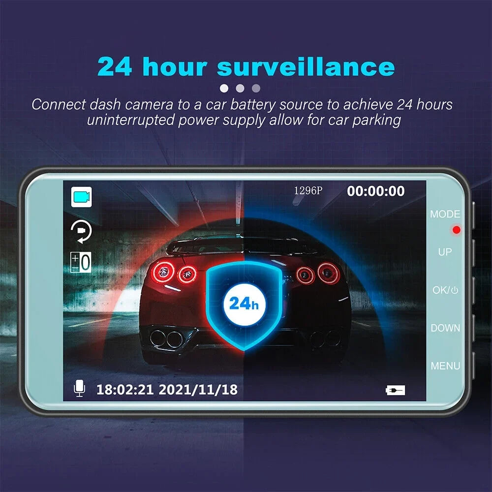 1080P Car Lens Vision Camera Night Recorder DVR 4" Rear Onemayship & Front Dual Dash HD Cam