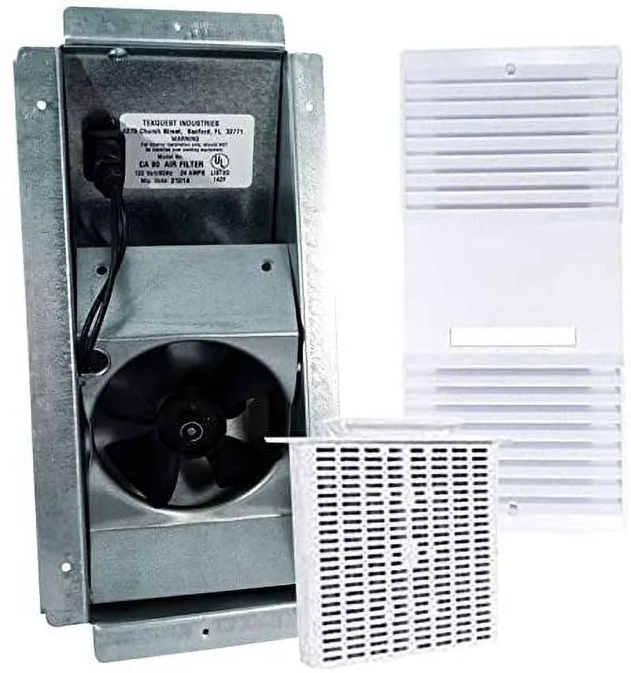 Louver, Mount Exhaust Unscented Fan Set Housing Motor Filter (A-Pack) -Complete Cartridge - Grille White and Metal Ductless