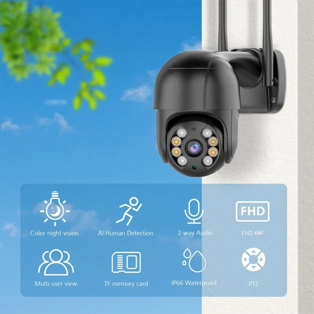 with Motion for Camera Full Cameras Pan/Tilt Wifi Vision, Outdoor, Wireless Security Color Night 2.4G Surveillance and Multi-Platform Audio, 4MP LISUEYNE 2-Way Siren, Detection