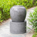 Antique Water Cement Fountain & feature For Unique Gray, Deck Lawn, 19.5x19.5x32.5" Design Heavy Outdoor Patio Urn Home Cute Garden,