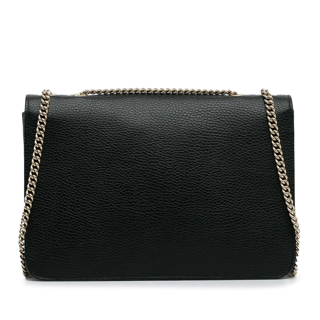 Crossbody (Good) Medium G Authenticated Gucci Unisex Pre-Owned Black Leather Interlocking Bag Calf Dollar