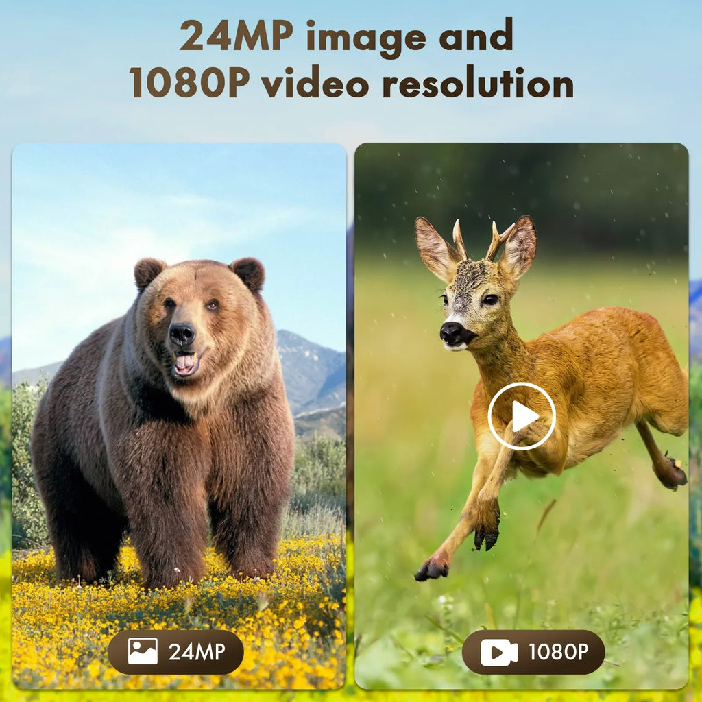 24MP Motion Hunting Built-in Speed Trail Lithium Rechargeable Solar 1080P Cam Trigger IP66 Camera with Game Camera Night 2500mAh Vision 120Â°Wide CAMPARK 0.1s Waterproof Battery Angle Activated