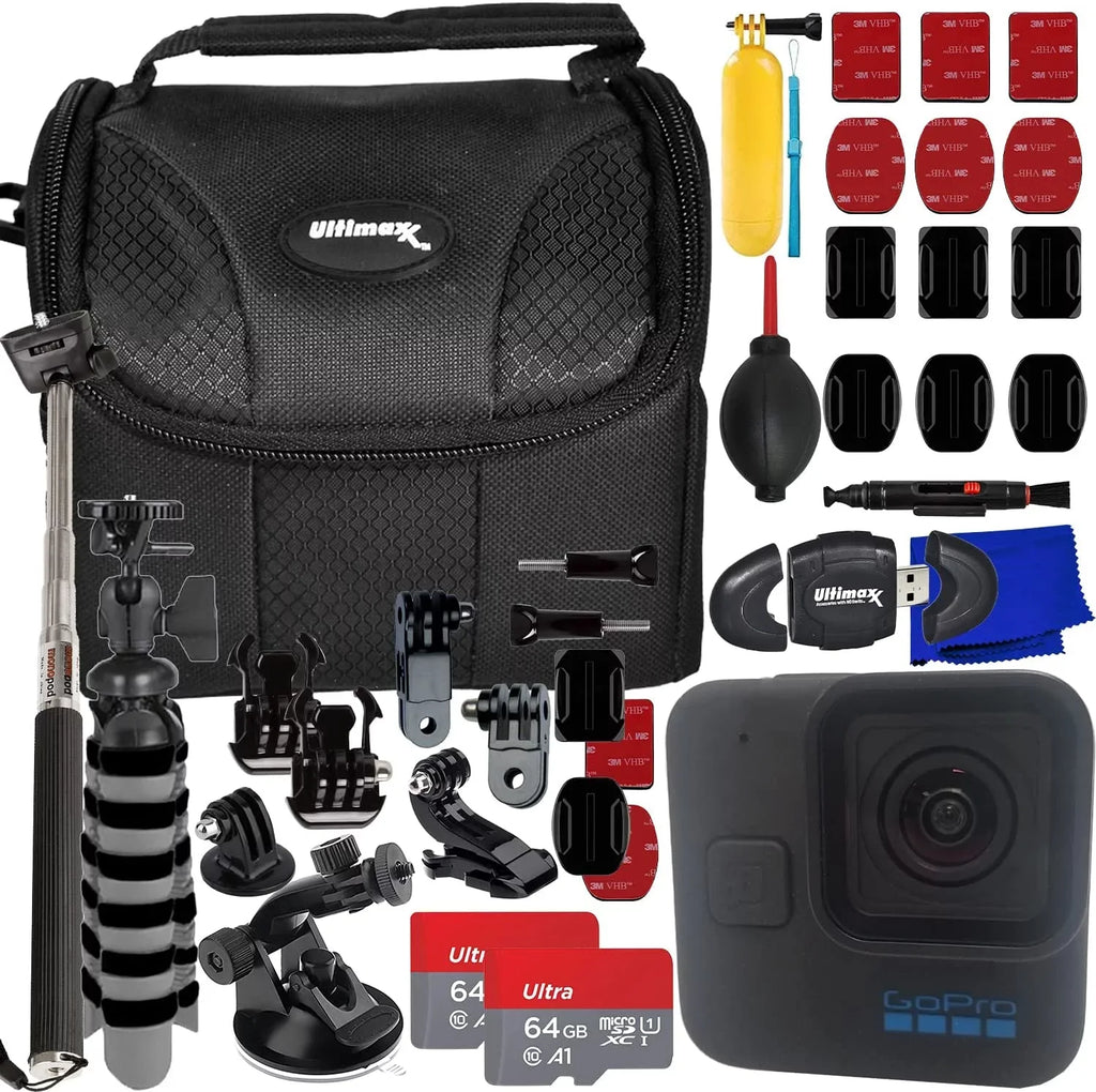 w Hero HERO11 Accessory Black Mega Mini Monopod 64GB Tripod 11 Kit Bundle GoPro