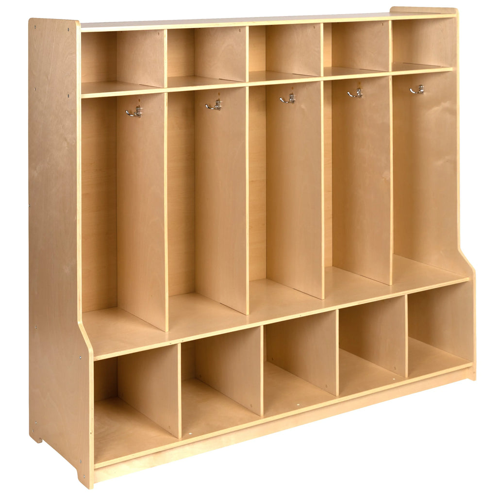 Organizer Hook-Safe, - with Locker Friendly Kid Bench, 48"L x Wooden (Natural) Design School 48"H Section Coat BizChair 5 and Storage Cubbies,