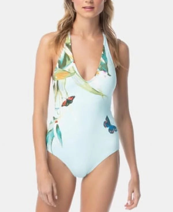 Vince 8 Halter Camuto Paradise One-Piece US Garden Printed Swimsuit, MIST