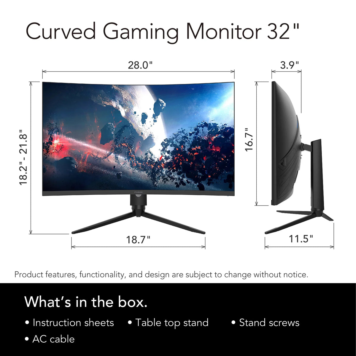 Curved (FGM-32C545) FreeSyncâ?Premium AMD Funai Enabled Gaming Monitor 1ms, VA, 32" HDR, 240Hz, FHD