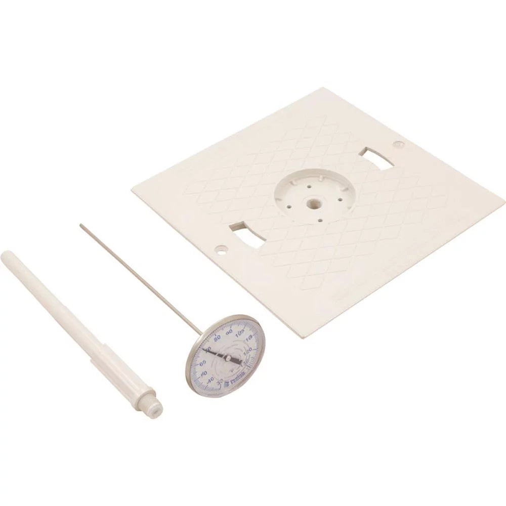 White 9.87" Square - Thermometer L3 Lid with Pentair Skimmer