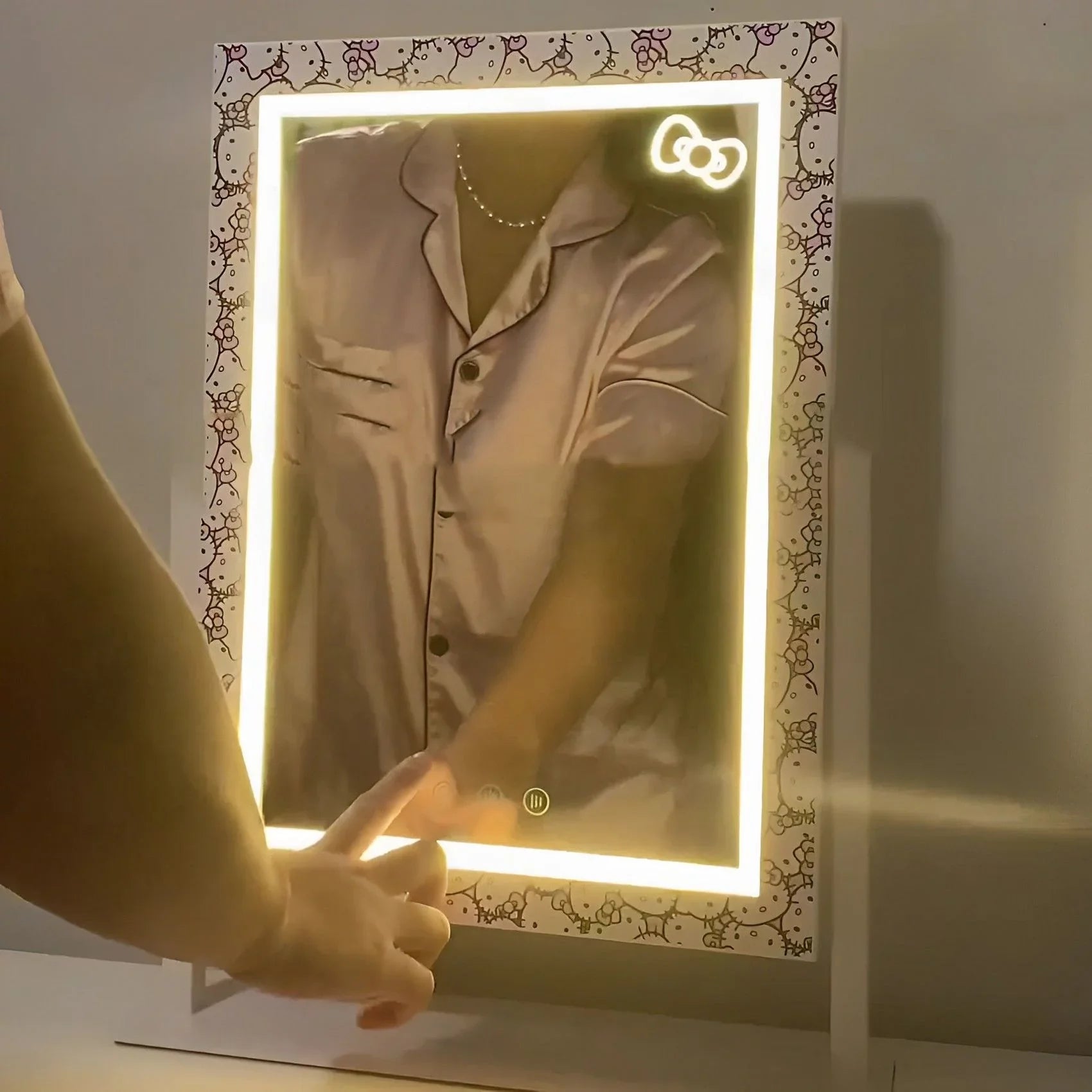 and 3X with Vanity Vanity Quality Degree Iron Frame Impressions Tone LED Mirror Swivel Mirror, Hello Lighted Lights Makeup (White) Mirror Tri and 360 with Cute Magnification, Kitty Touch