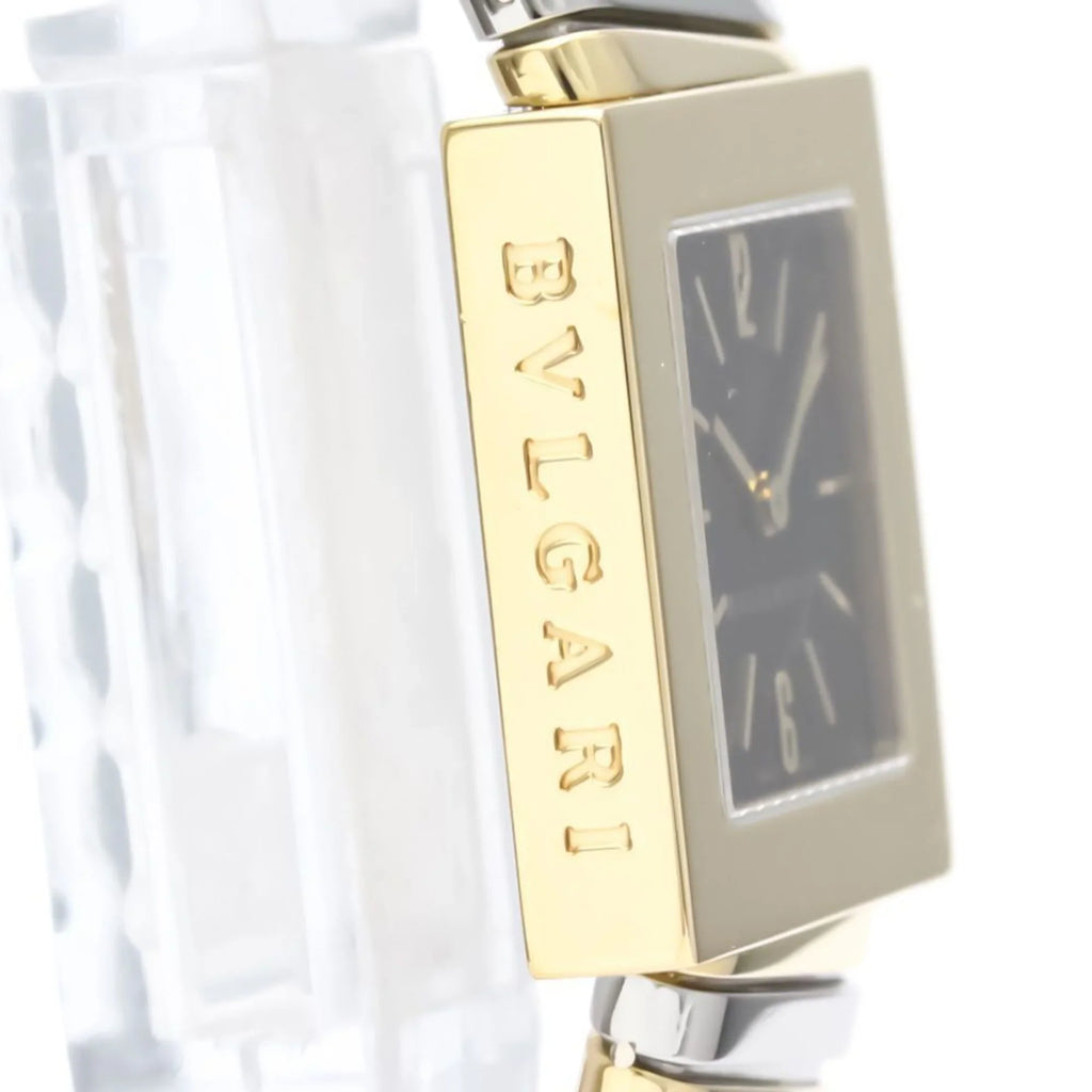 18K Steel 2T BVLGARI SQ22 BF552142 Gold Quadrato Ladies Quartz Watch (Good) Polished Pre-Owned