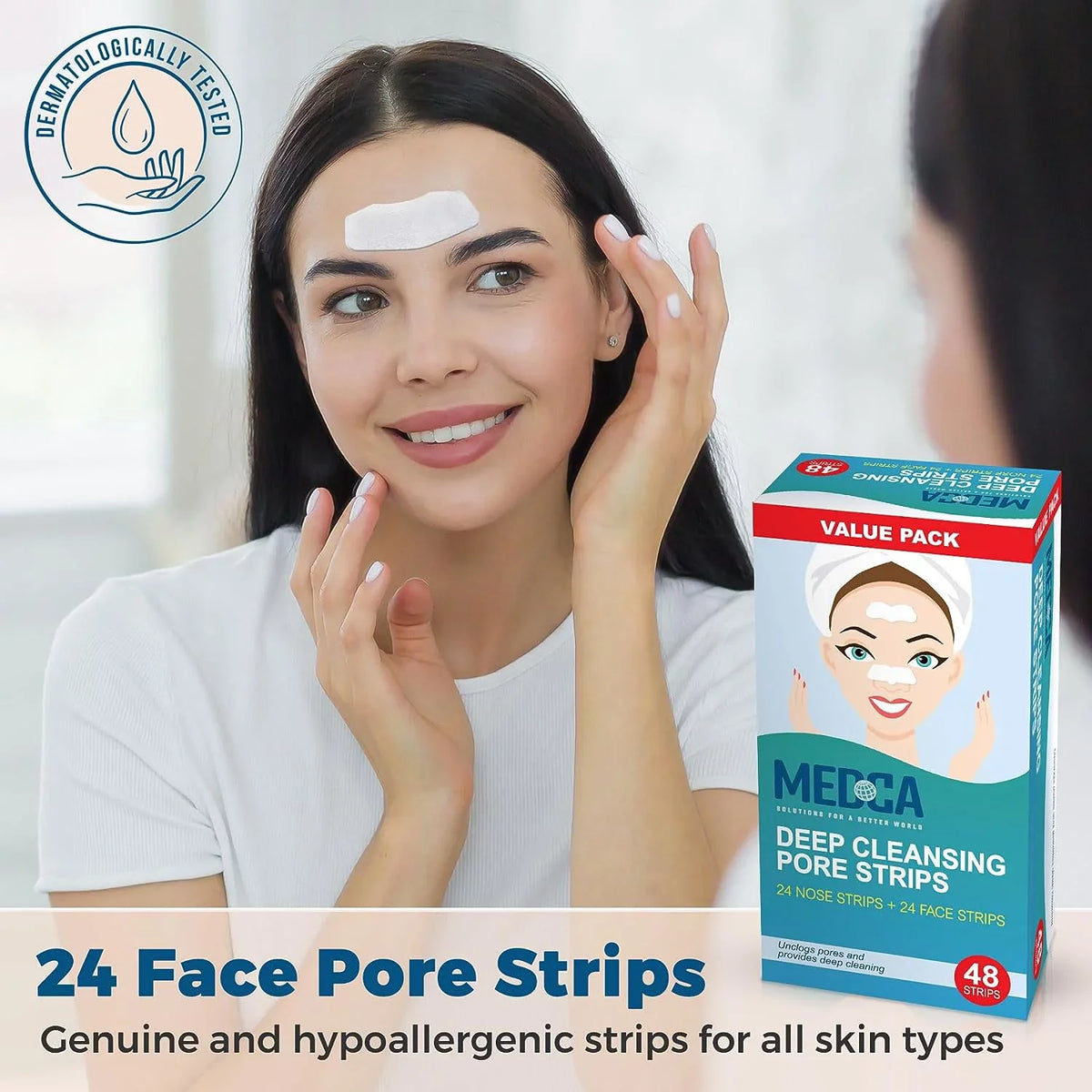 48 Pack, Pore Cleansers Facial Strips Sensitive Cleansing Strips MEDca Combo Deep