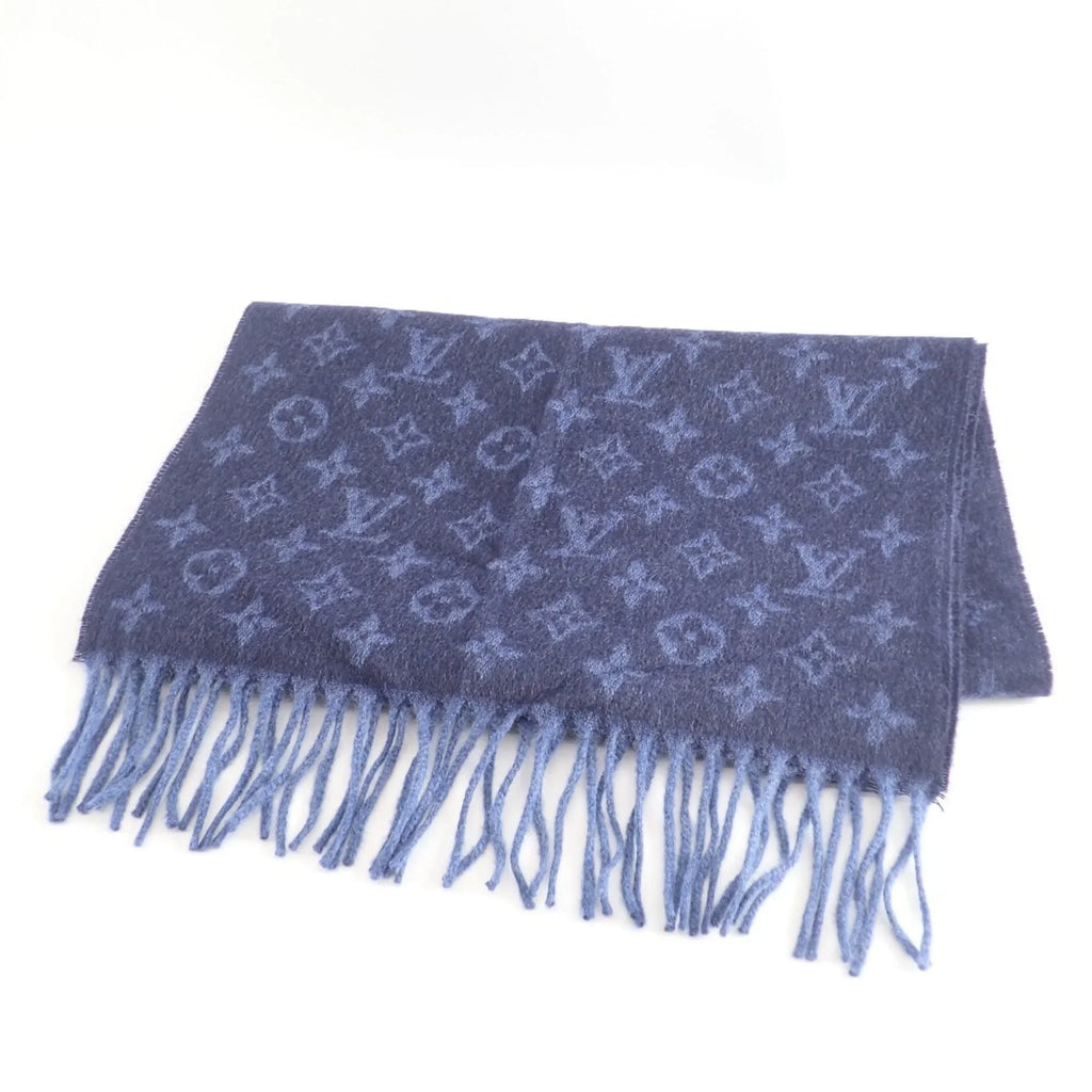 Scarf M70257 Monogram Blue (Good) Gradient Pre-Owned Men's VUITTON LOUIS Marine