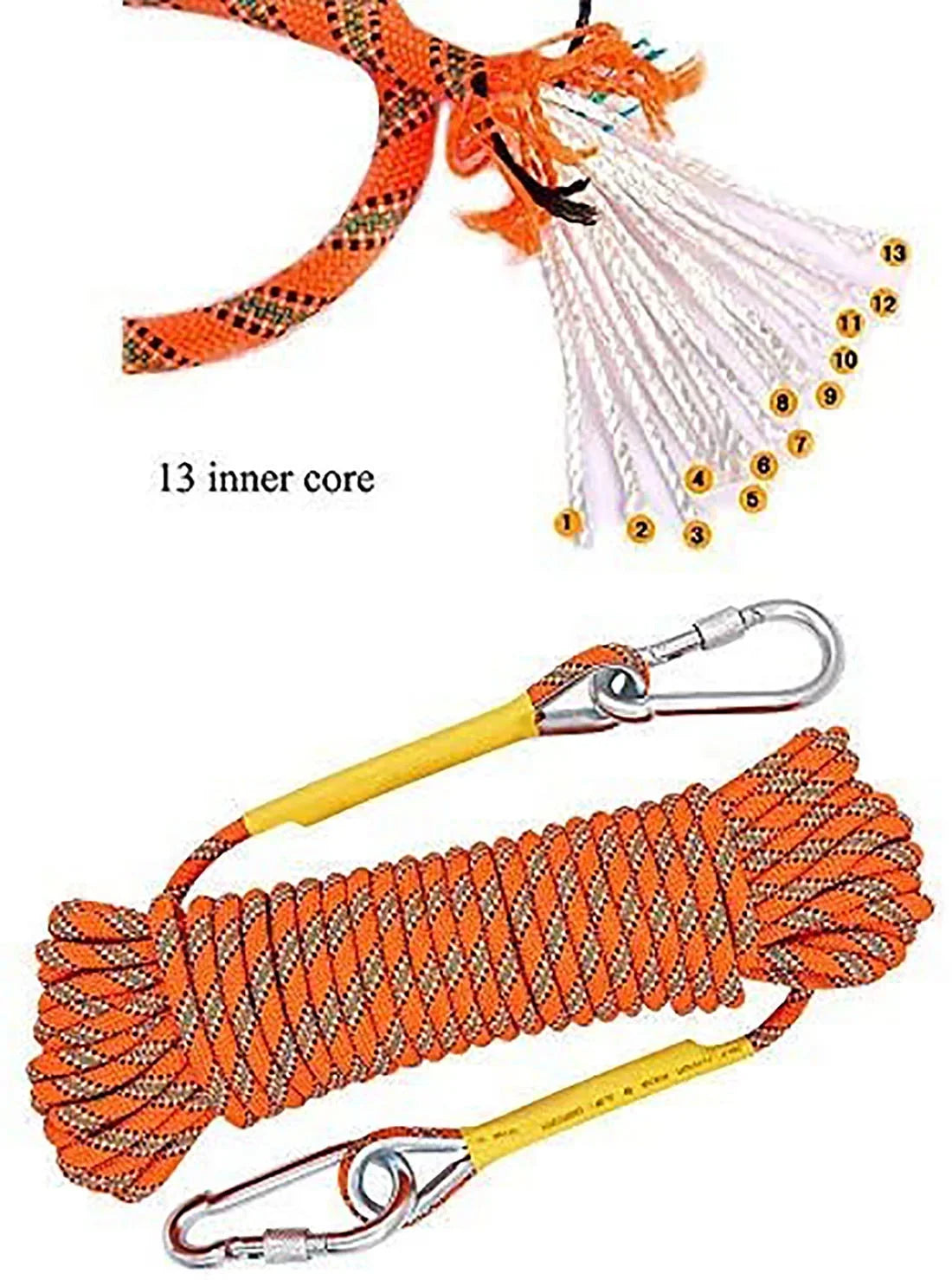 Rope XBEN Rock Rope Escape for Parachute Climbing 50M(160ft) X Outdoor Rescue Climbing Fire Rope Static Equipment Climbing Ice