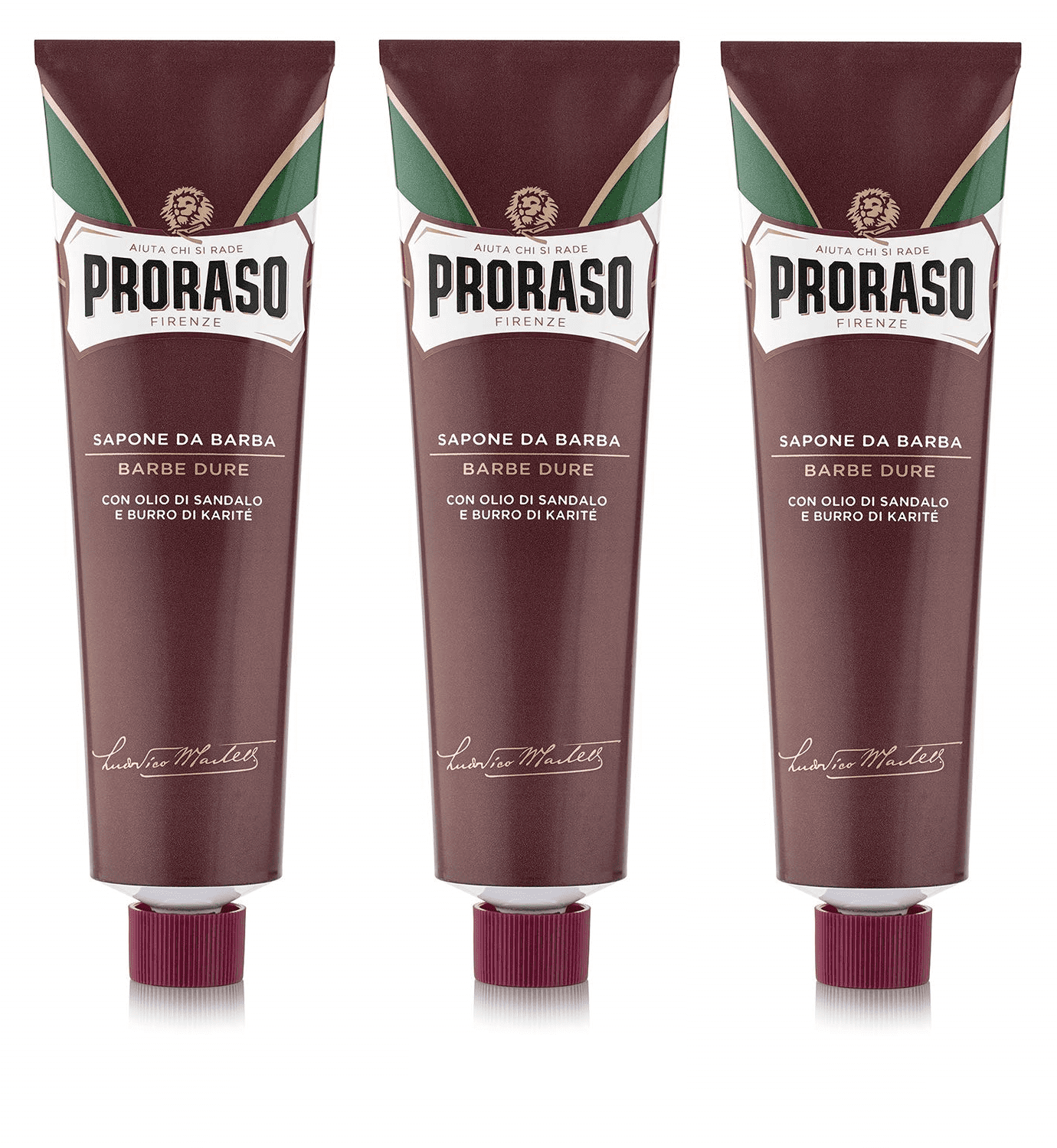 Butter 150ml - Barba Sandalwood RED for Cream Sapone in Soap Beard Coarse Proraso Shaving 3 Pack Da tube Shea