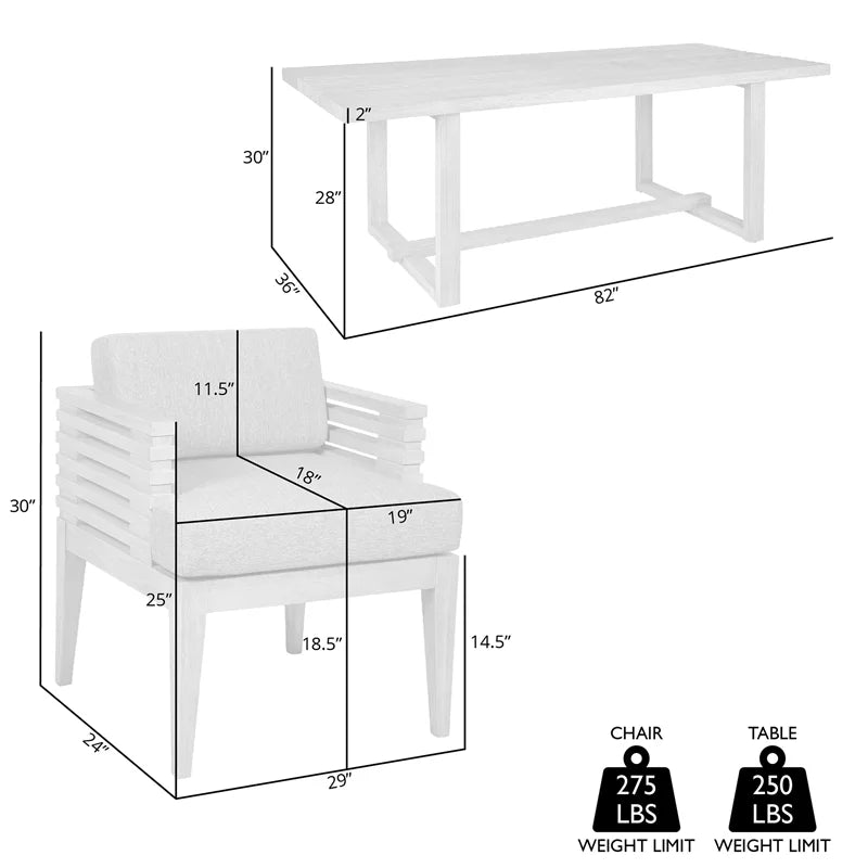 Glendora Dining Set and Rope Island 5 Edge Eucalyptus Outdoor Live in Piece
